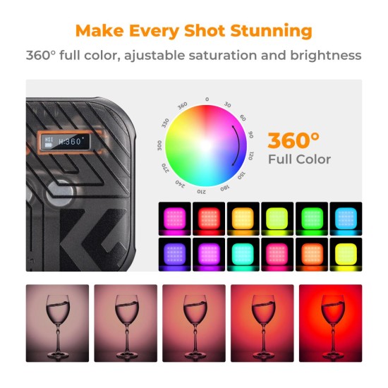 K&F Concept RGB Video Light, 360° Full Color Portable Photography Light K&F Concept RGB Video Light, 360° Full Color Portable Photography Light